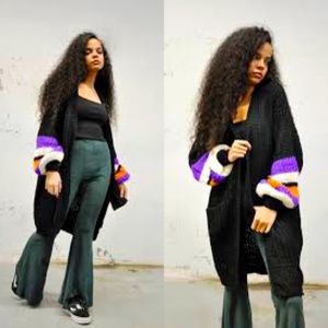 Noctex Ces Femmes Chunky Bishop Sleeve Cardigan